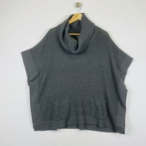 Neiman Marcus Brown Grey Chunky Knit Oversize‎ Shawl Drape Sweater Womens Medium